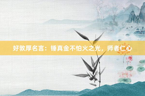 好敦厚名言：锤真金不怕火之光，师者仁心